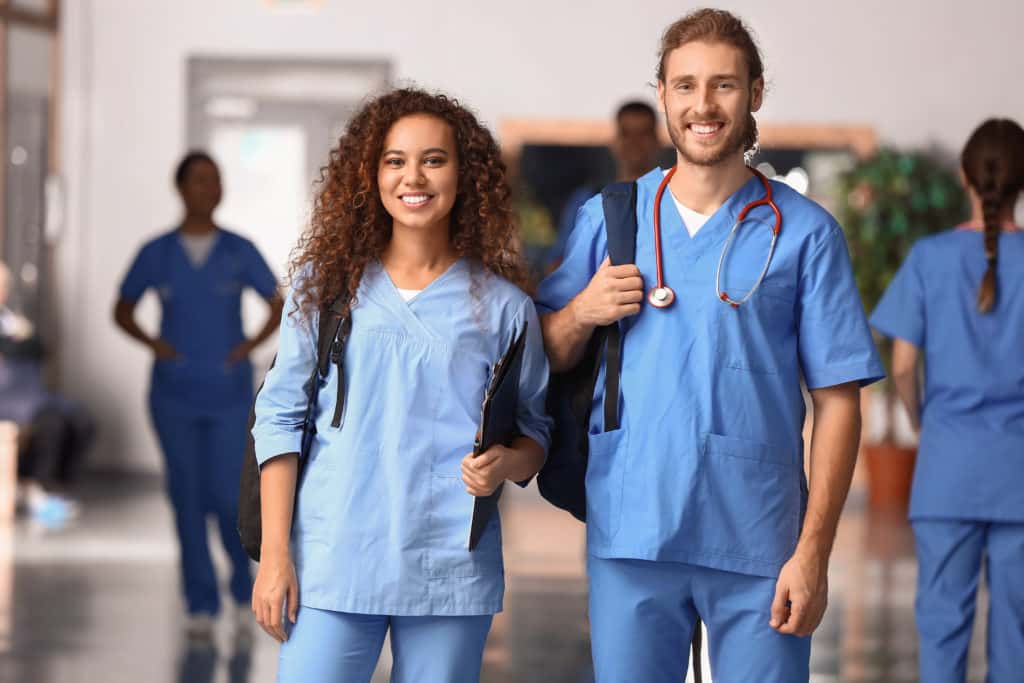 Students in corridor of medical university